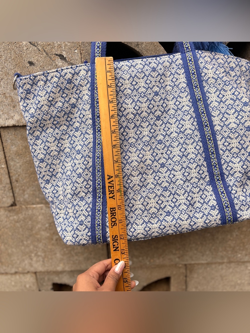 NEW America And Beyond Blue Patterned Tribal Beaded Large Shoulder Bag Boho NWOT - Picture 12 of 12